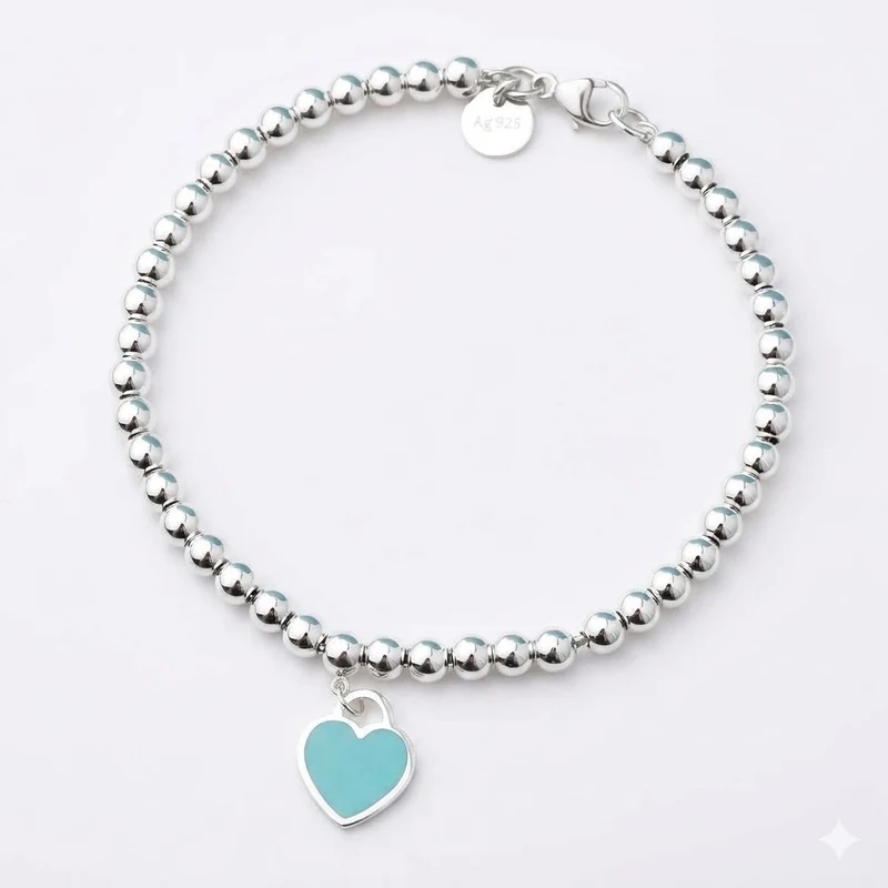 Pulsera Return To Tiffany Azul Con Cuentas En Plata 925