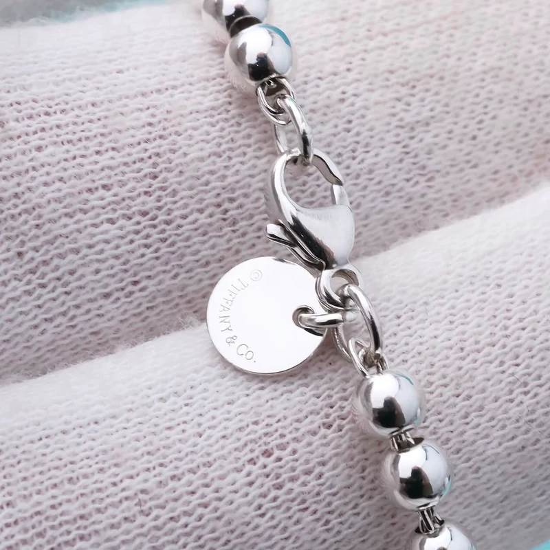 Pulsera de Cuentas con Corazón Esmalte Azul en Plata 925