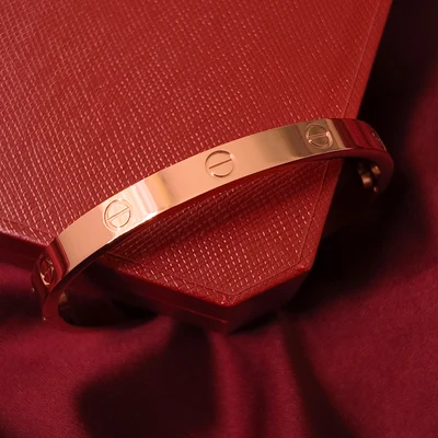 Brazalete de Tornillos Tono Oro Rosa con Kit de Regalo