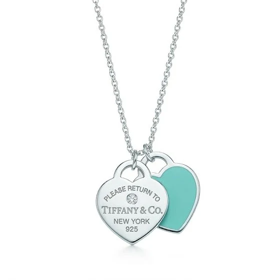 Collar Mini Corazón Doble Esmalte Azul con Piedra en Plata 925