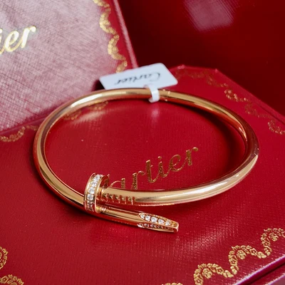 Brazalete Clavo con Piedras Tono Oro Rosa con Kit de Regalo