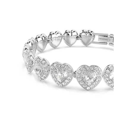 Pulsera de Corazones con Cristales Ajustable Acabado en Plata