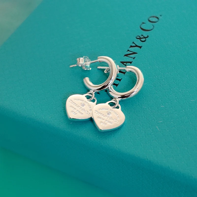 Arracadas con Dije de Corazón y Piedra en Plata 925