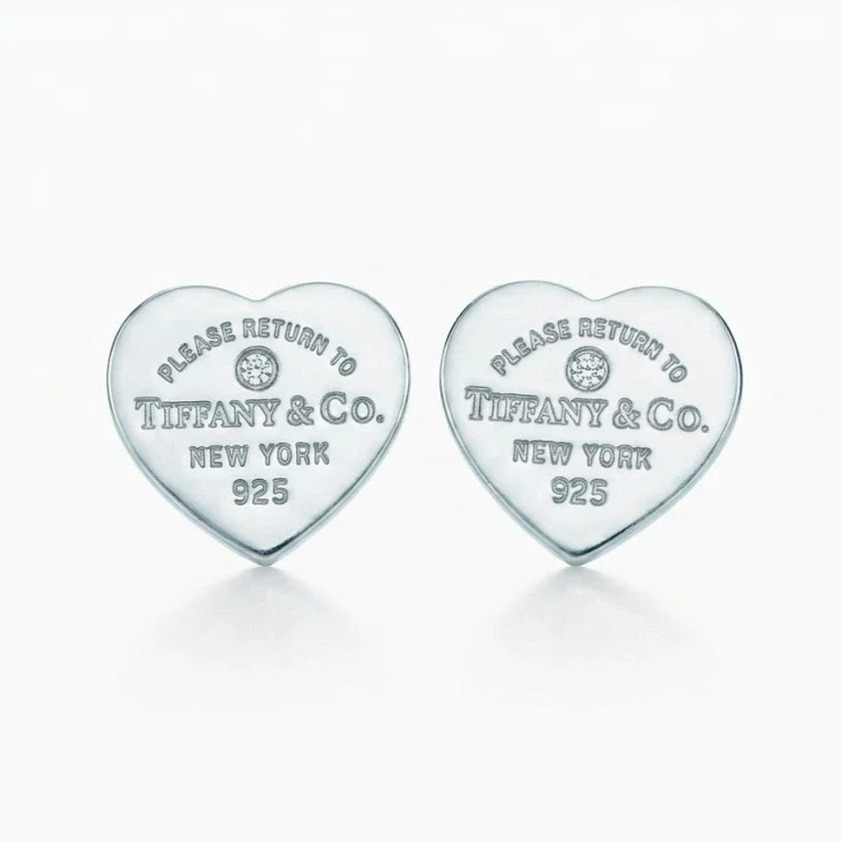 Aretes Return to Tiffany Corazón con Diamante en Plata 925