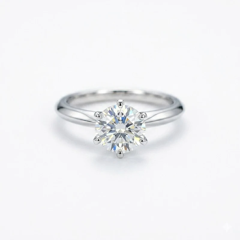 Anillo de compromiso Tiffany Settings 1.5 k, moissanita y Plata ley