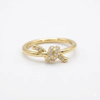 Anillo Nudo con Piedras en Plata 925 con Laminado en Oro 18k