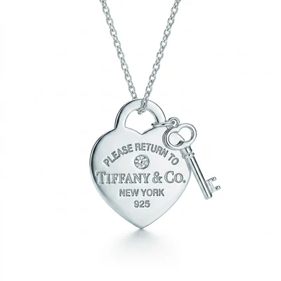 Collar Corazón con Llave Colgante y Piedra en Plata 925