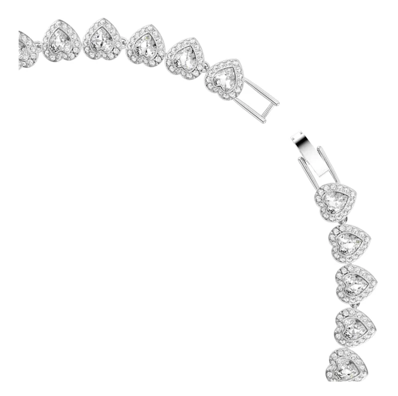 Collar de Corazones con Cristales Ajustable Acabado en Plata